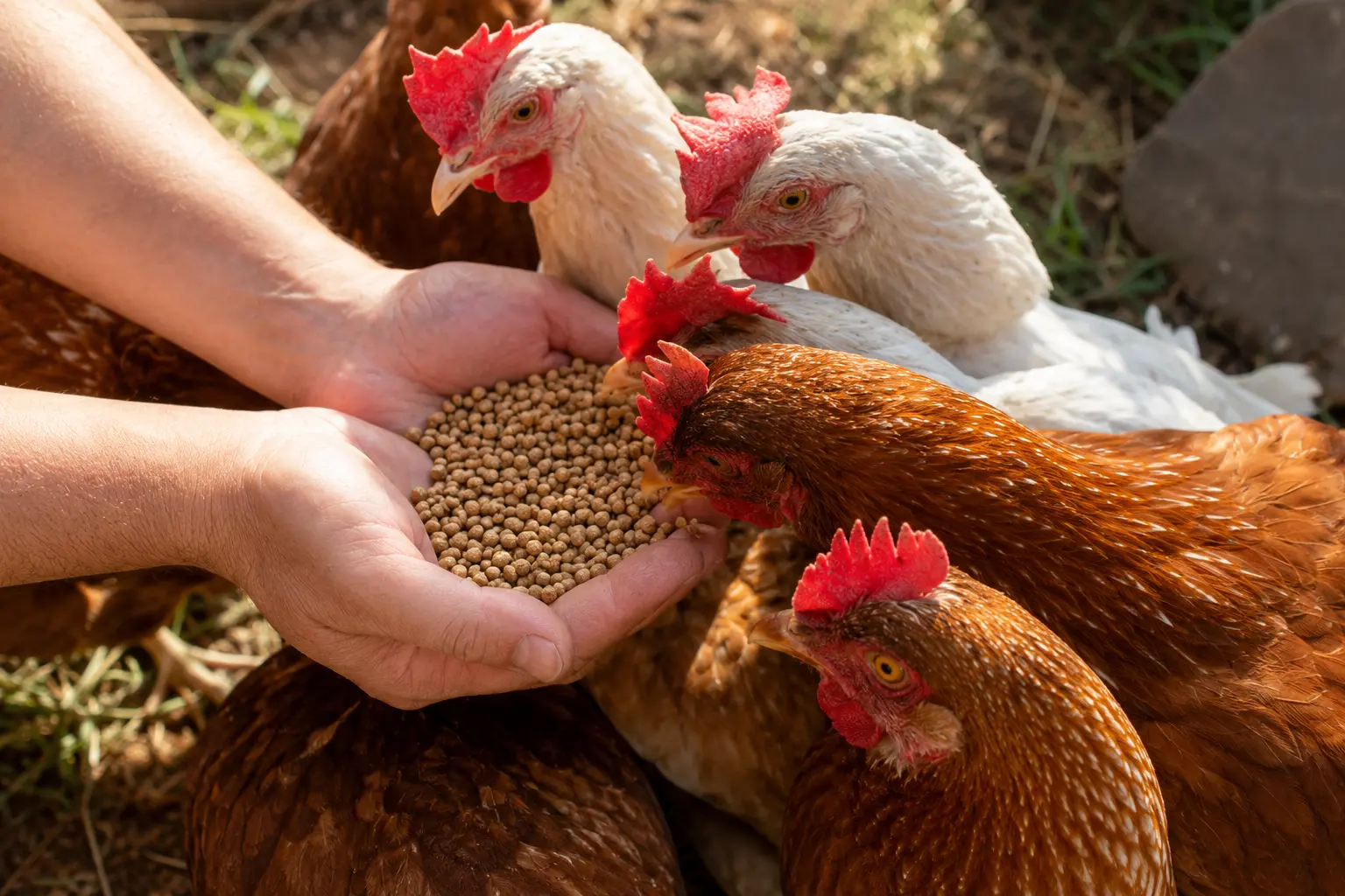 Healthy chickens on a poultry farm